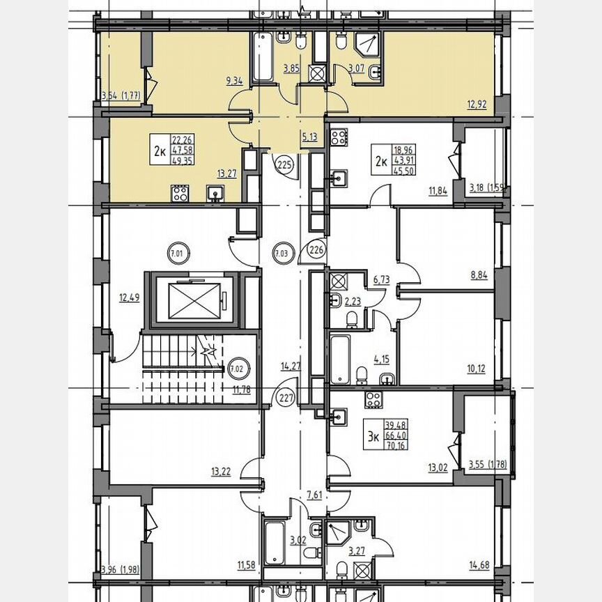 2-к. квартира, 49,4 м², 7/12 эт.