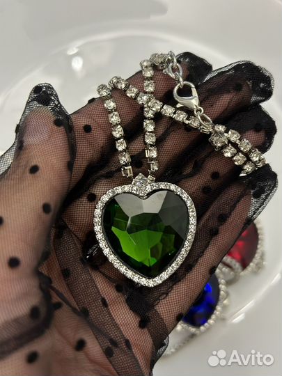 Подвеска изумпудное сердце