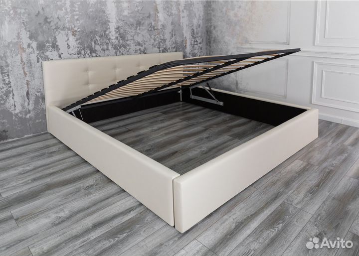 Кровать 200х200 с подъемным механизмом белая Роза