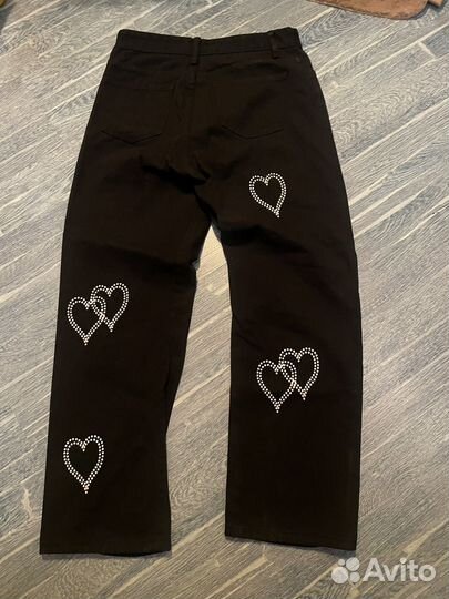 Джинсы черные широкие женские