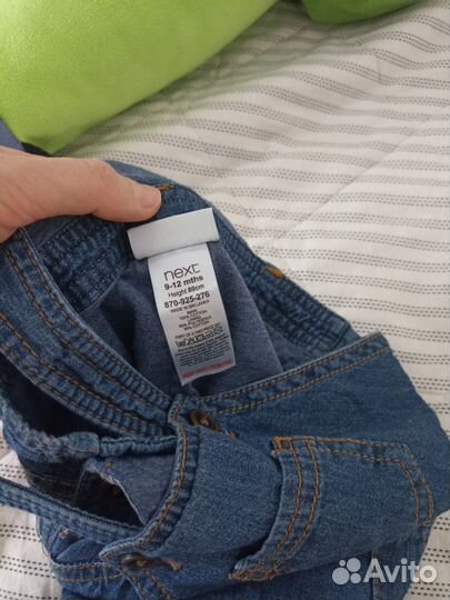 Next джинсовый комбинезон 9-12 месяцев