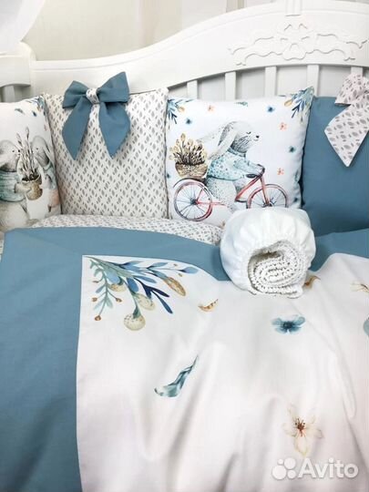 Бортики в кроватку и балдахин Lux качество