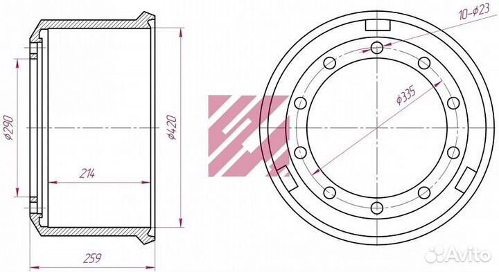 Барабан тормозной бпв о.н 0310977170