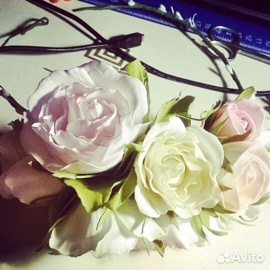 Цветочный рай. Обруч -веночек цветочный для волос