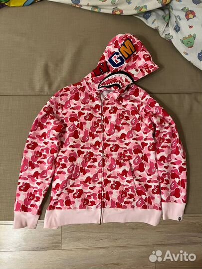 Толстовка Bape ABC Camo Shark Full Zip, розовый