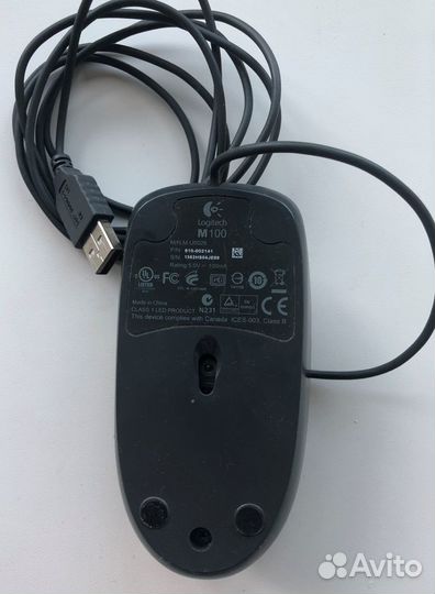 Мышь проводная Logitech M100 USB