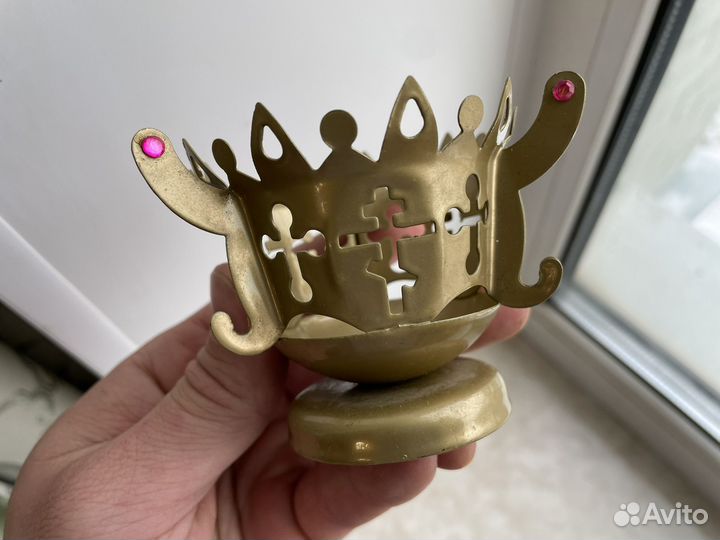 Настольная латунная лампада с камнями