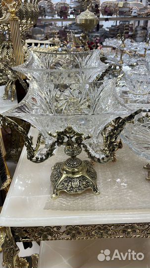 Ваза бронзовая с хрусталем