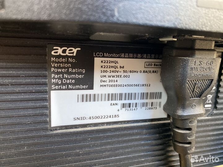 Монитор 22 дюйма Acer K222HQL