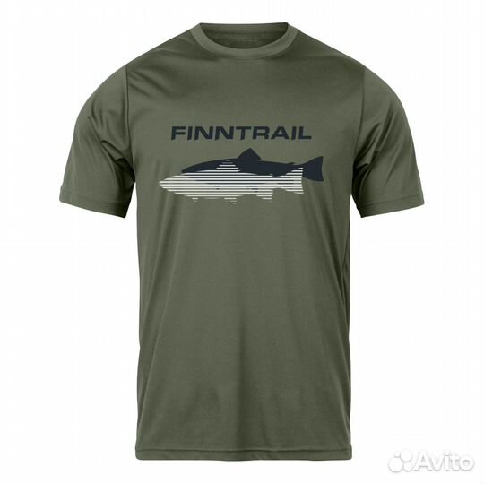 62454Футболка Finntrail Shadow fish 6706 хаки
