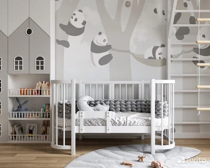 Детская кровать с маятником и ящиком