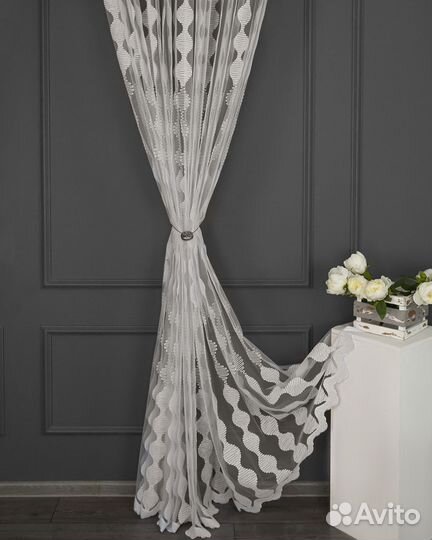 Тюль Дентель капель айвори