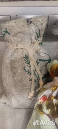 Мешочки из льна на льняной подкладке