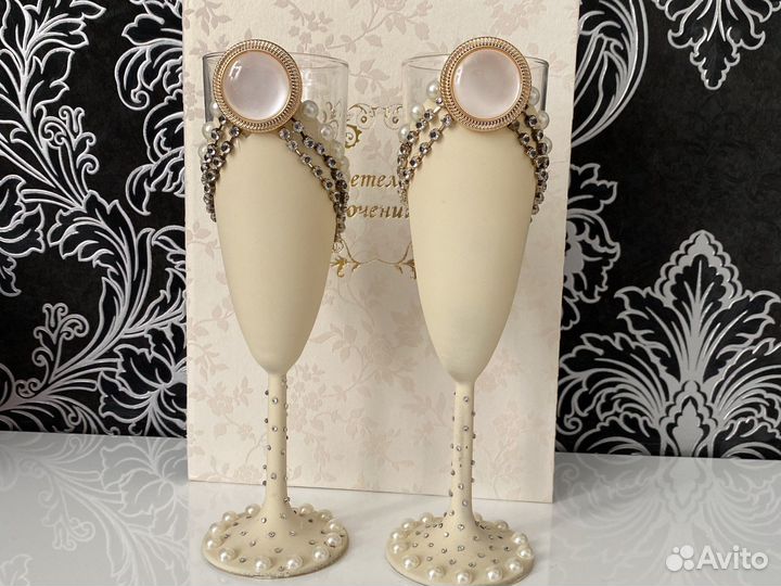 Свадебные бокалы ручной работы, св-во о браке