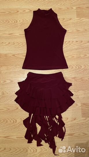 Тренировочный костюм для бальных танцев юбка топ