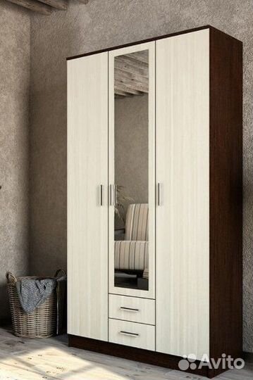 Шкаф распашной с 2 штангами и полками