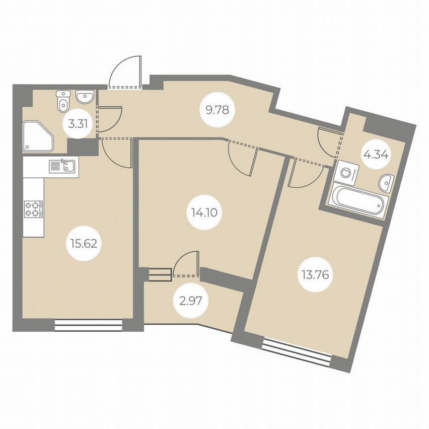 2-к. квартира, 62,4 м², 3/7 эт.