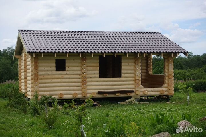 Сруб Бани 6.0х8.0м. с крыльцом и крышей