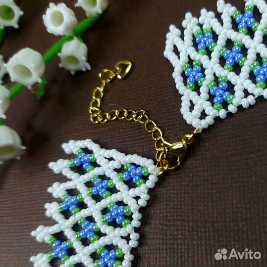 Колье воротник из бисера в этническом стиле