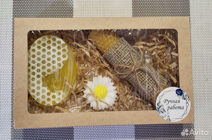 Подарочный набор, мыло ручной работы+свеча