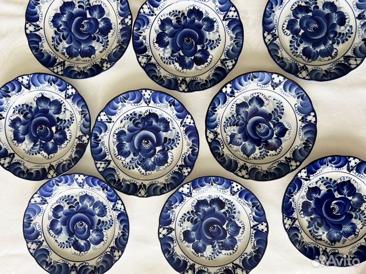 Новая посуда гжель тарелки десертные 19см