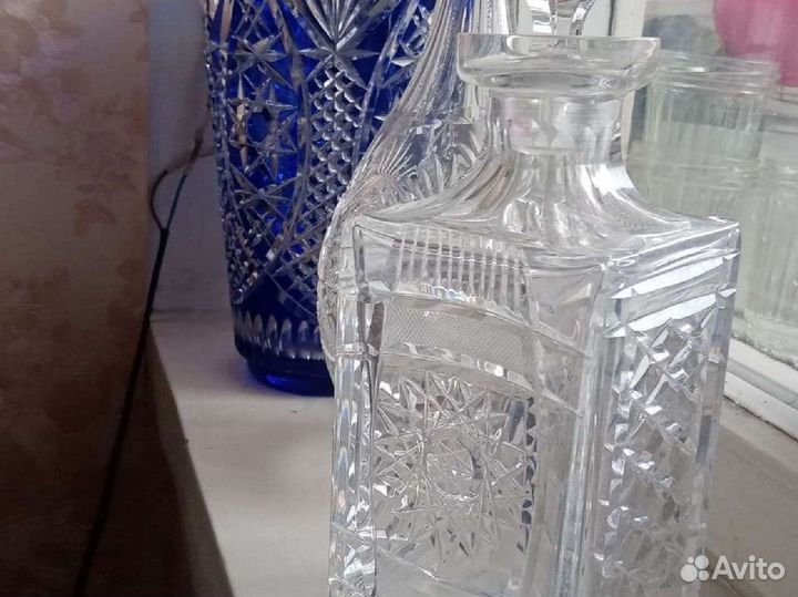 Графин27смХрустальный для водки виски с хр крышкой