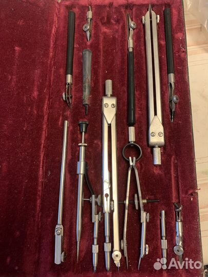 Готовальня СССР, перья, циркуль