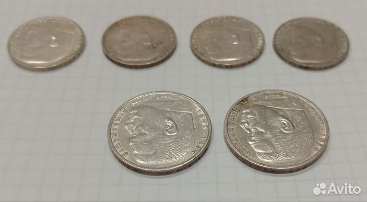 Серебро немецкие 2 и 5 марок 1937, 1938 года