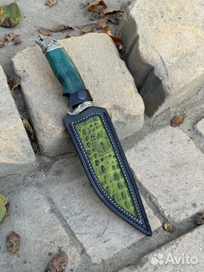 Нож волк из дамасской стали