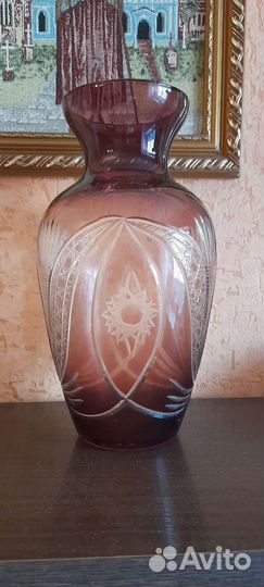 Ваза старинная хрустальная Чехословакия