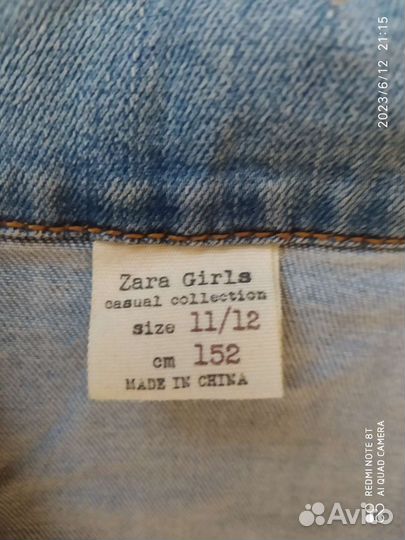 Джинсовая куртка zara для девочки 152
