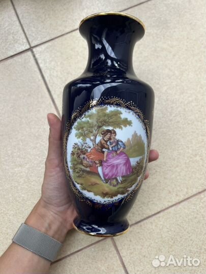 Ваза Limoges кобальт фарфор