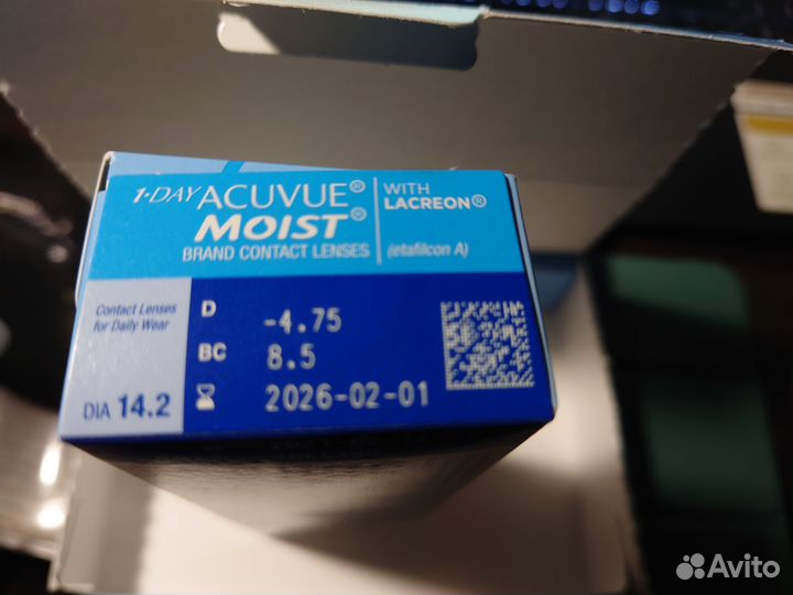 Линзы контактные 1 day acuvue moist D-4,75 59 линз