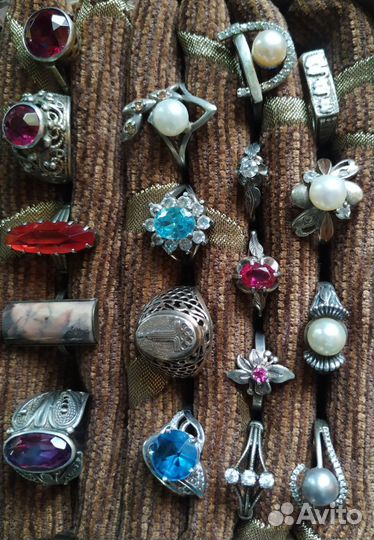 Кольца СССР винтаж серебро 875 925 пробы разные