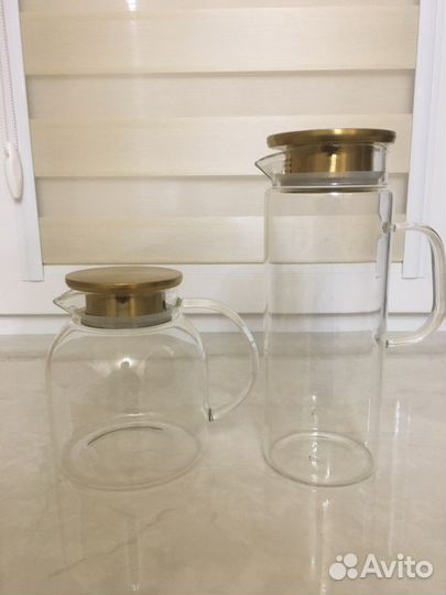 Кувшин с крышкой и чайник с крышкой (стекло )