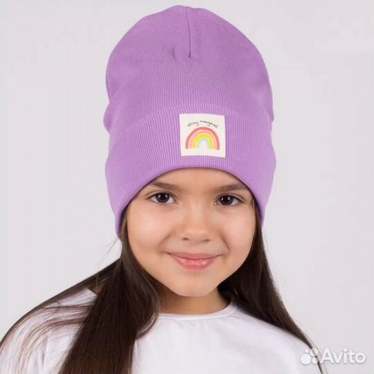 Шапка двухслойная, трикотажная с подворотом