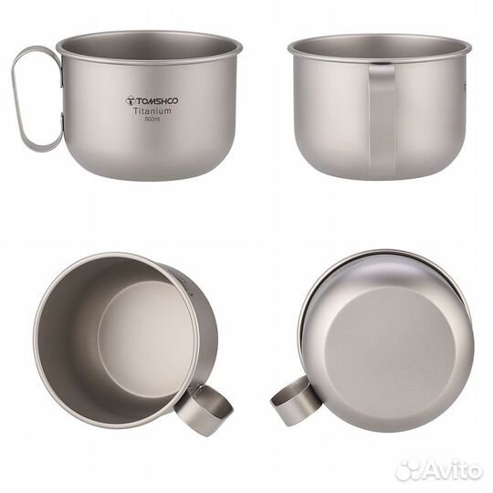 Титановая кружка с фиксированной ручкой 500 мл