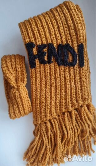 Вязаный комплект шарф + повязка