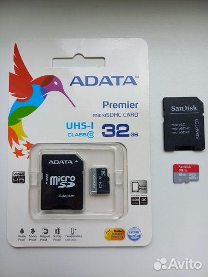 Карты памяти micro sd 16 и 32 гб Sandisk и Adata