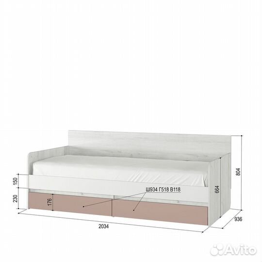 Детская кровать голубой/розовый цвет