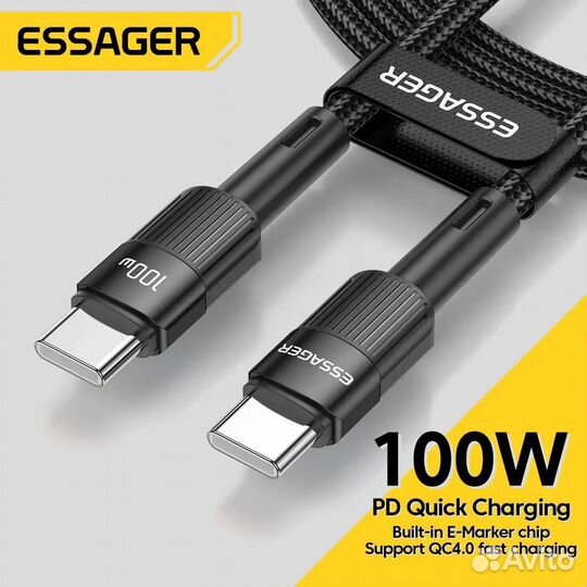 Кабель зарядный Essager с USB Type-C на USB Type-C