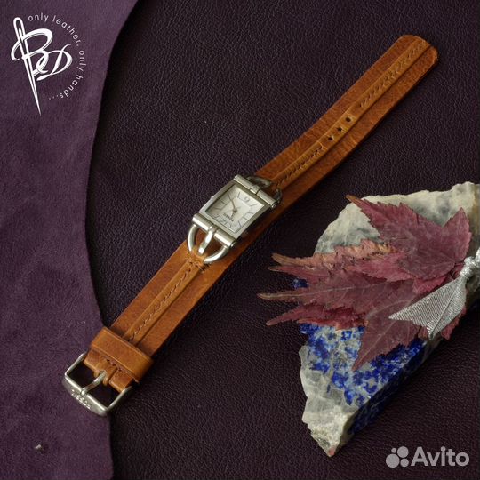 Кожаный ремешок для часов Fossil. Ручная работа