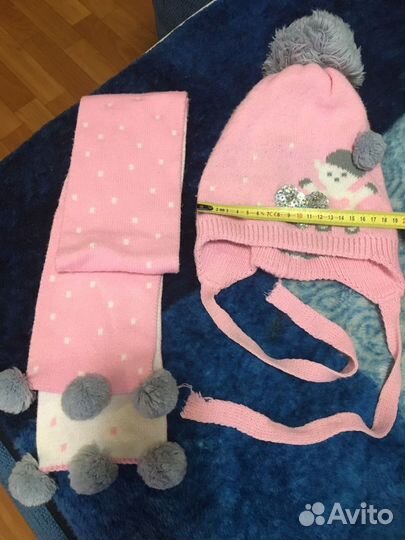 Шапка и шарфик для девочки 5-7 лет