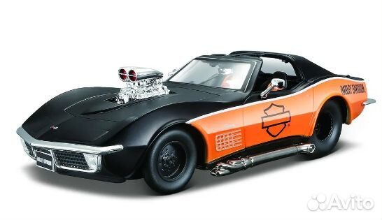 Corvette 1970 Черный-Оранжевый 1:24 maisto