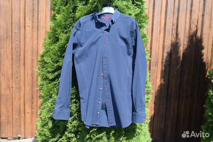 Рубашка темно-синяя длинный рукав Турция