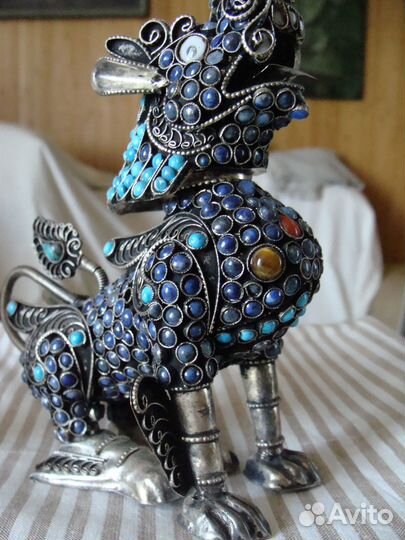 Снежный Лев фигурка из металла, Тибет