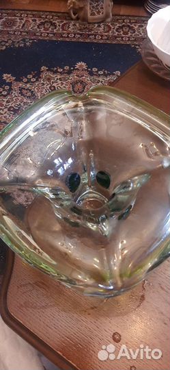 Ваза гутное стекло Чехословакия для декора