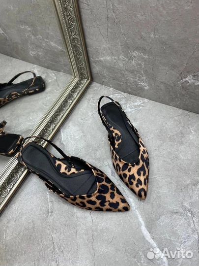 Туфли мюли балетки zara леопардовые