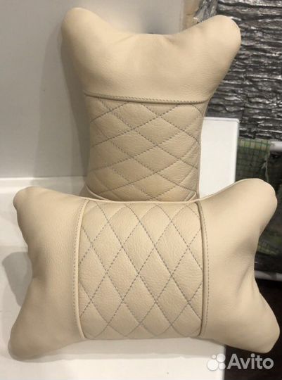 Авто подушки для подголовника из натуральной кожи