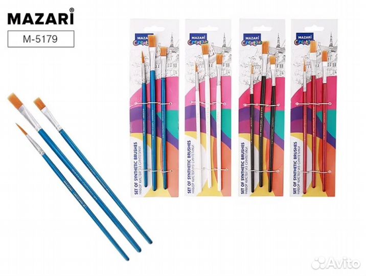 Набор кистей из синтетики 3 шт М-5179